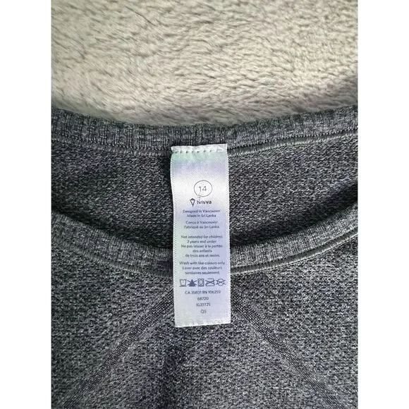 Ivivva Girls Long Sleeve Athletic Top Gray Size 14 Thumbholes - Picture 3 of 5